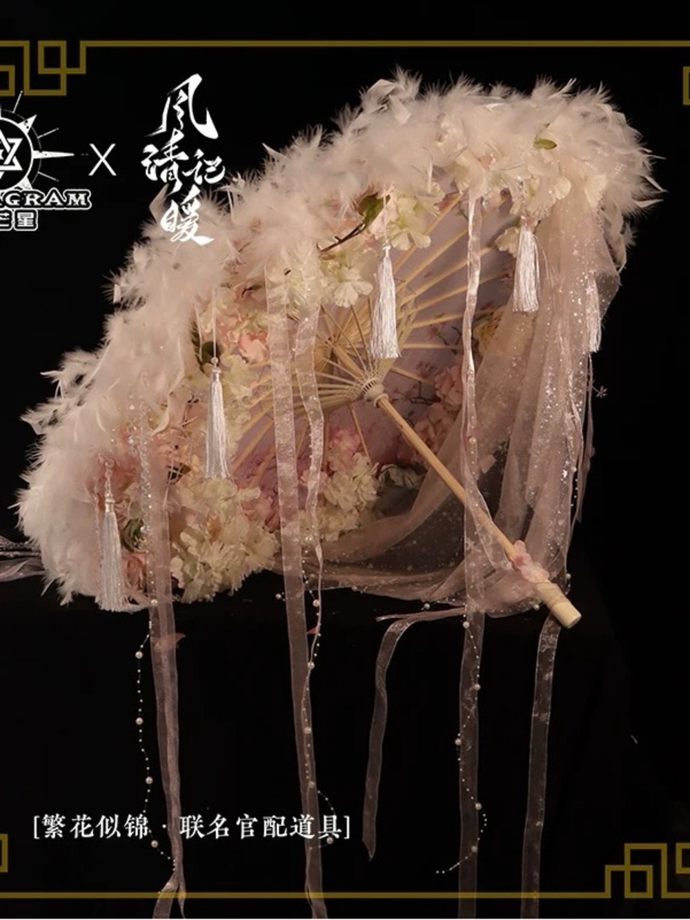 Delicate Pink Feathered Lace Parasol - Unbranded